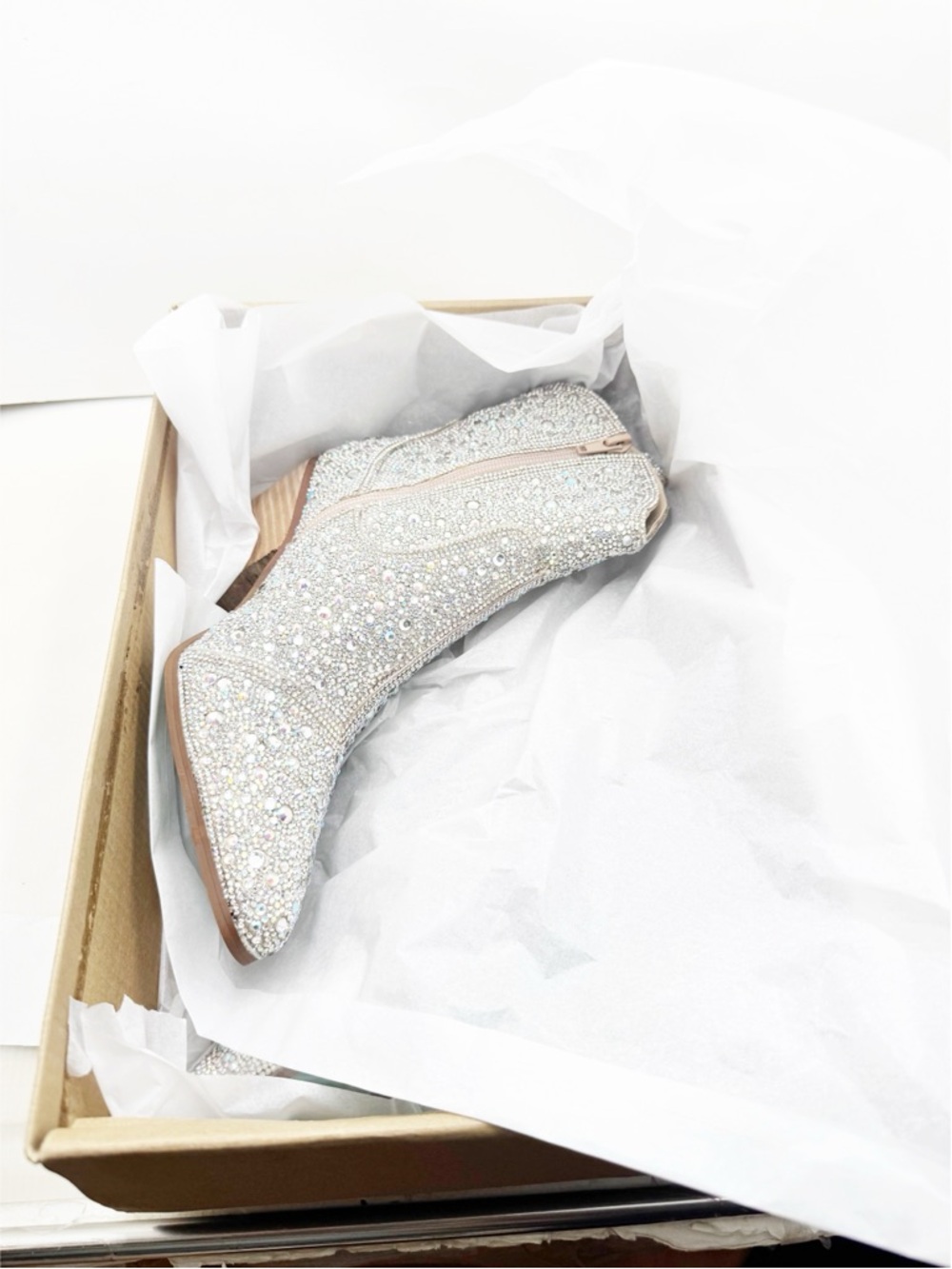 🆕{BETSEY JOHNSON} Blue DIVA Rhinestone Embellished Western Bootie - Picture 12 of 16